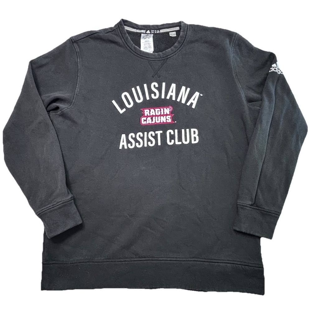 Adidas Louisiana Ragin Cajuns Assist Club Crewneck Sweatshirt XL‎ Black NCAA